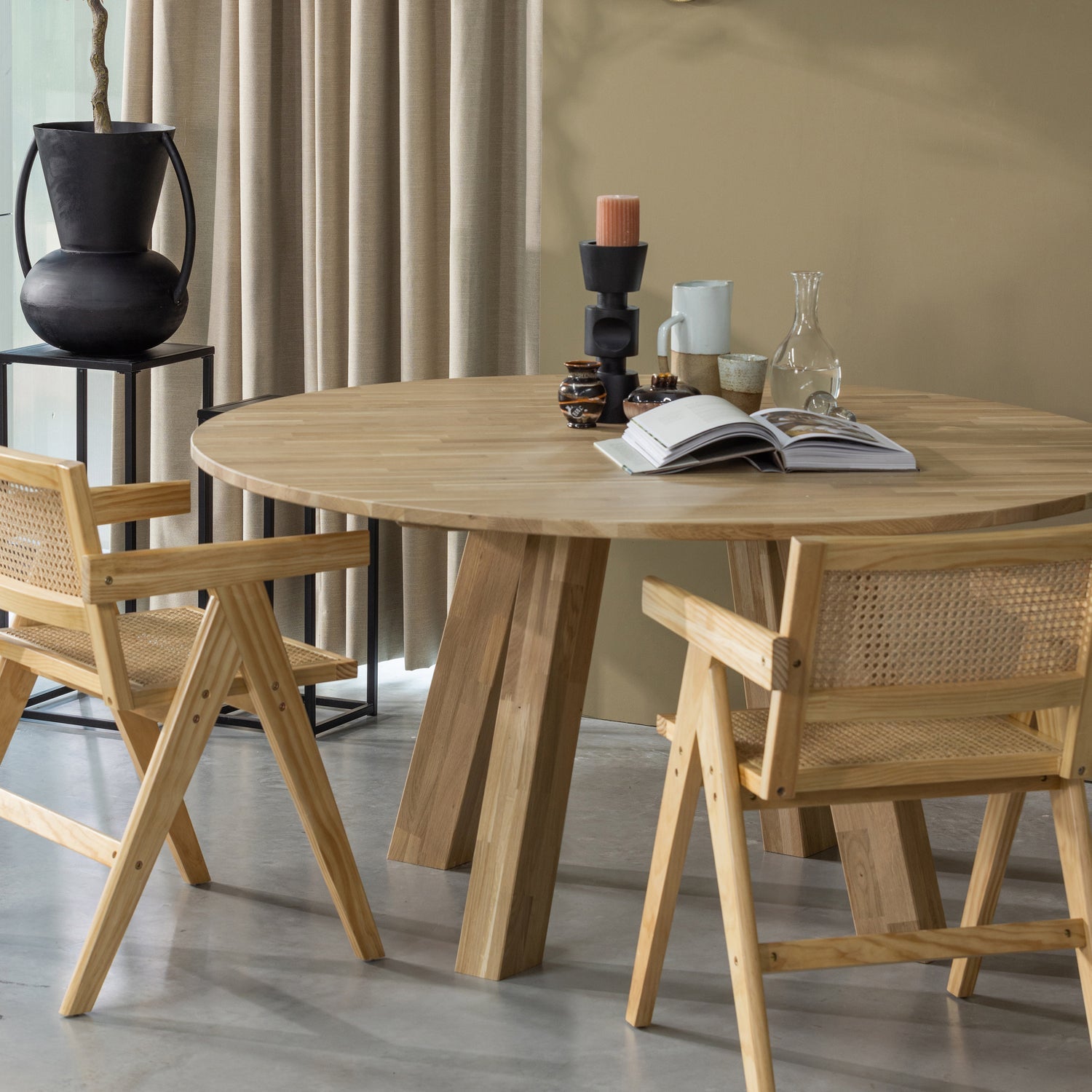 Woood Rhonda XL Eettafel Rond 150cm Eiken Naturel [Fsc] - KwaliteitWonen.nl
