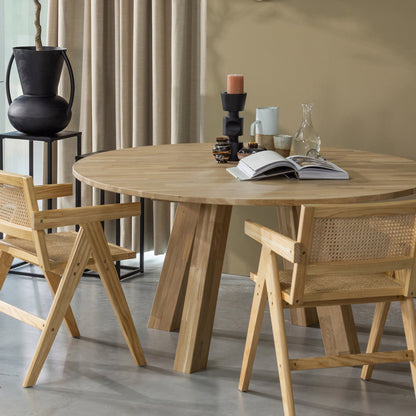 Woood Rhonda XL Eettafel Rond 150cm Eiken Naturel [Fsc] - KwaliteitWonen.nl