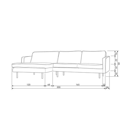 Woood Rodeo Chaise Longue Bank Links Ecoleer Cognac - KwaliteitWonen.nl