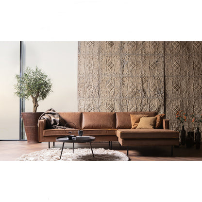 Woood Rodeo Chaise Longue Bank Rechts Ecoleer Cognac - KwaliteitWonen.nl