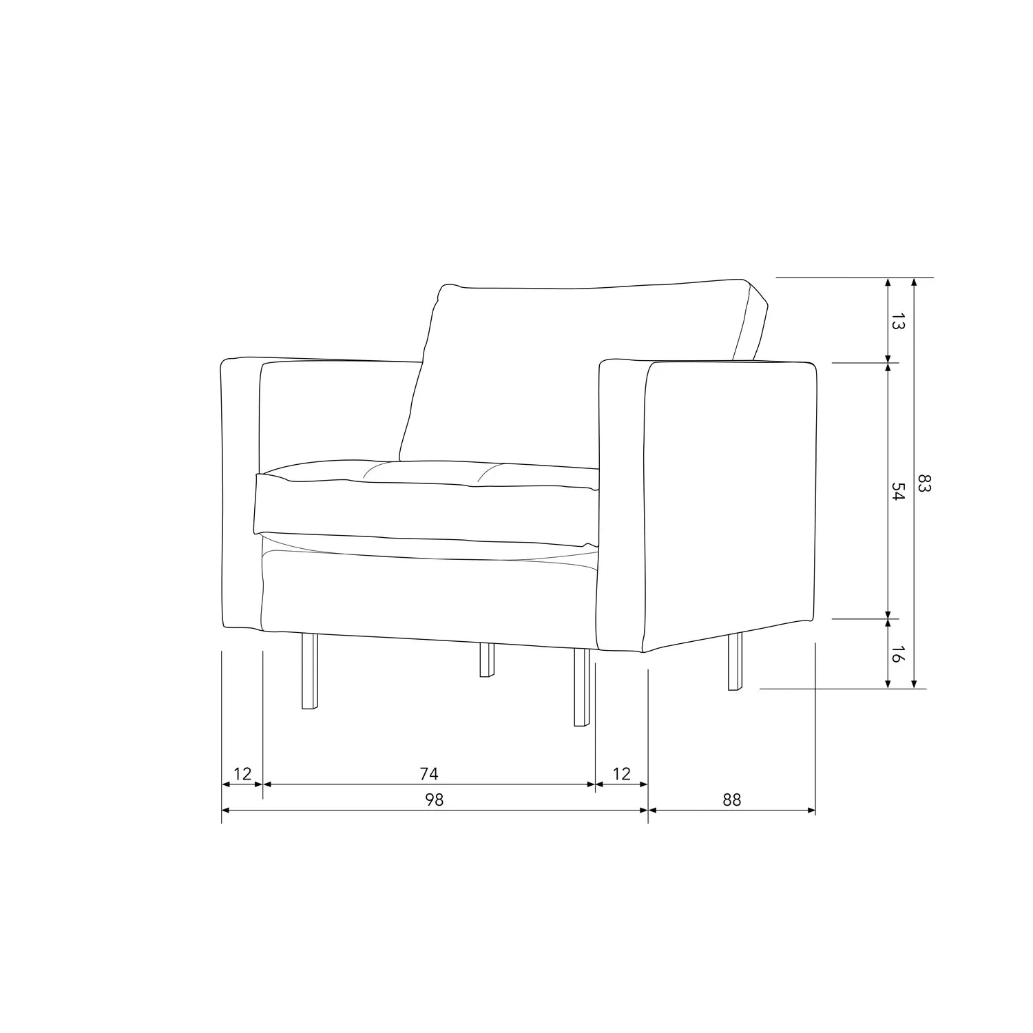 Woood Rodeo Classic Fauteuil Ecoleer Cognac - KwaliteitWonen.nl