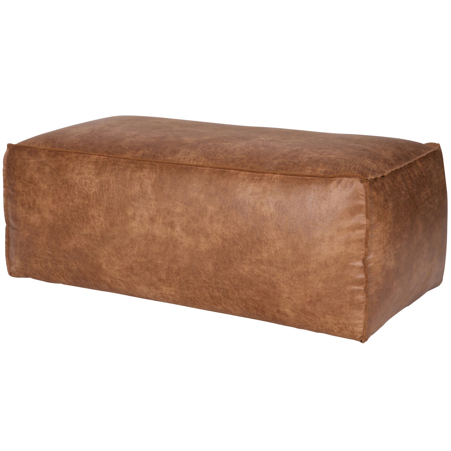 Woood Rodeo Poef 43x120x60 Ecoleer Cognac - KwaliteitWonen.nl