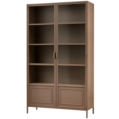 Woood Ronja Vitrinekast XL Metaal Military Brown - KwaliteitWonen.nl