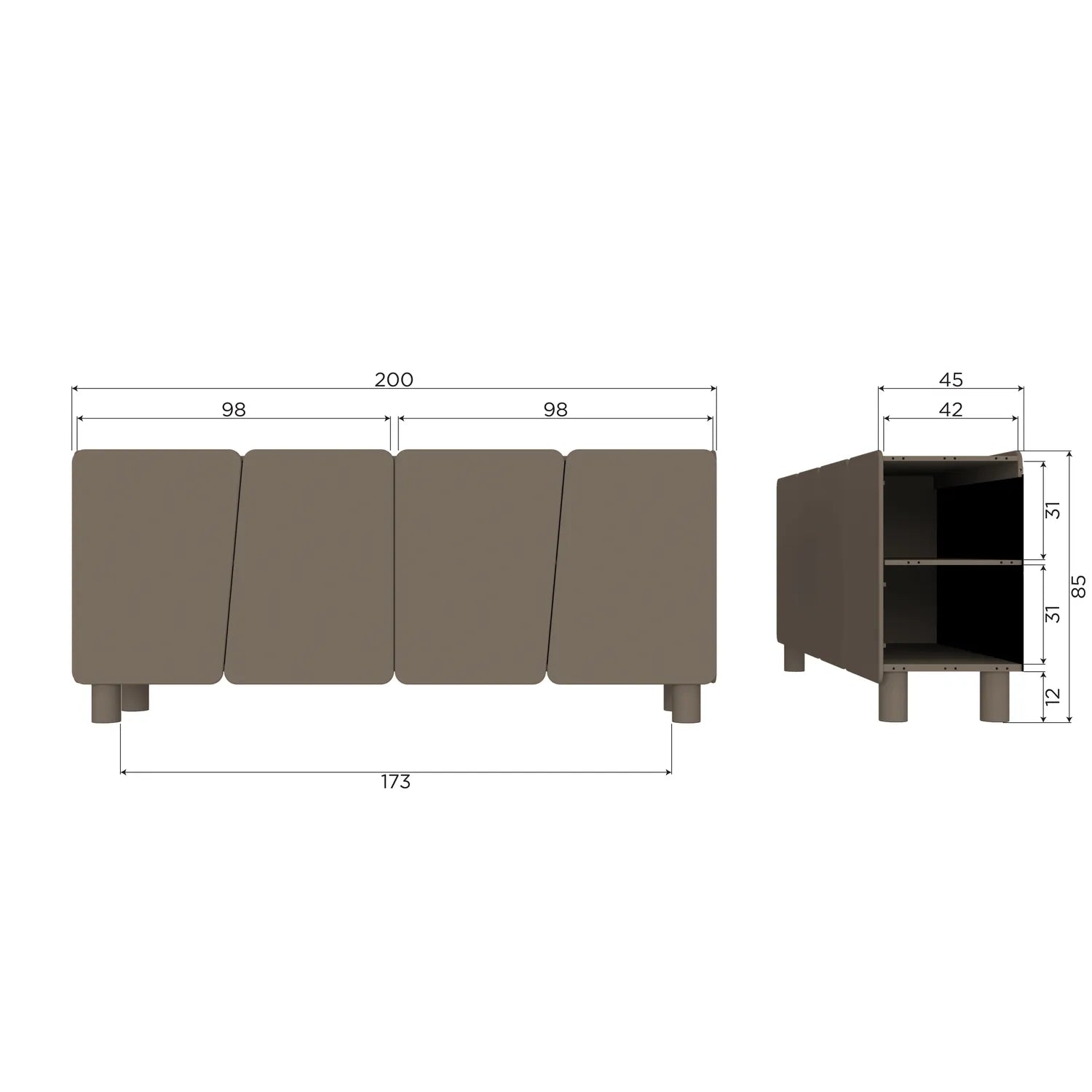 Woood Root Dressoir 200cm Grenen Truffel Bruin [Fsc] - KwaliteitWonen.nl