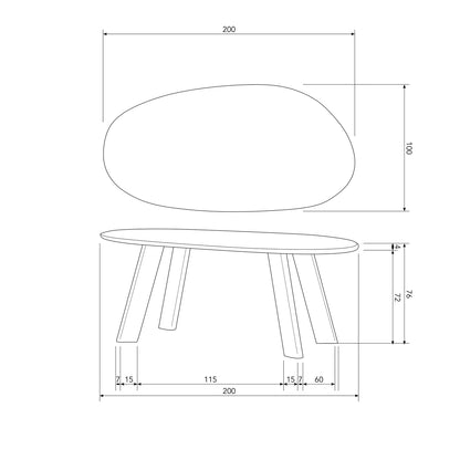 Woood Roundly Eettafel Bureau Mangohout Donkerbruin 200x100cm - KwaliteitWonen.nl