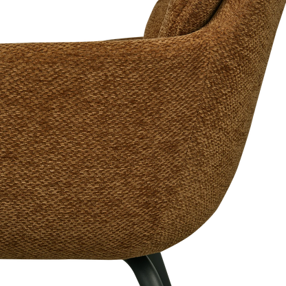 Woood Runa Eetkamerstoel Chenille Karamel Bruin Geel - KwaliteitWonen.nl
