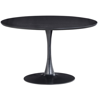 Woood Sammy Eettafel Trompetvoet Rond 120cm MDF Zwart - KwaliteitWonen.nl