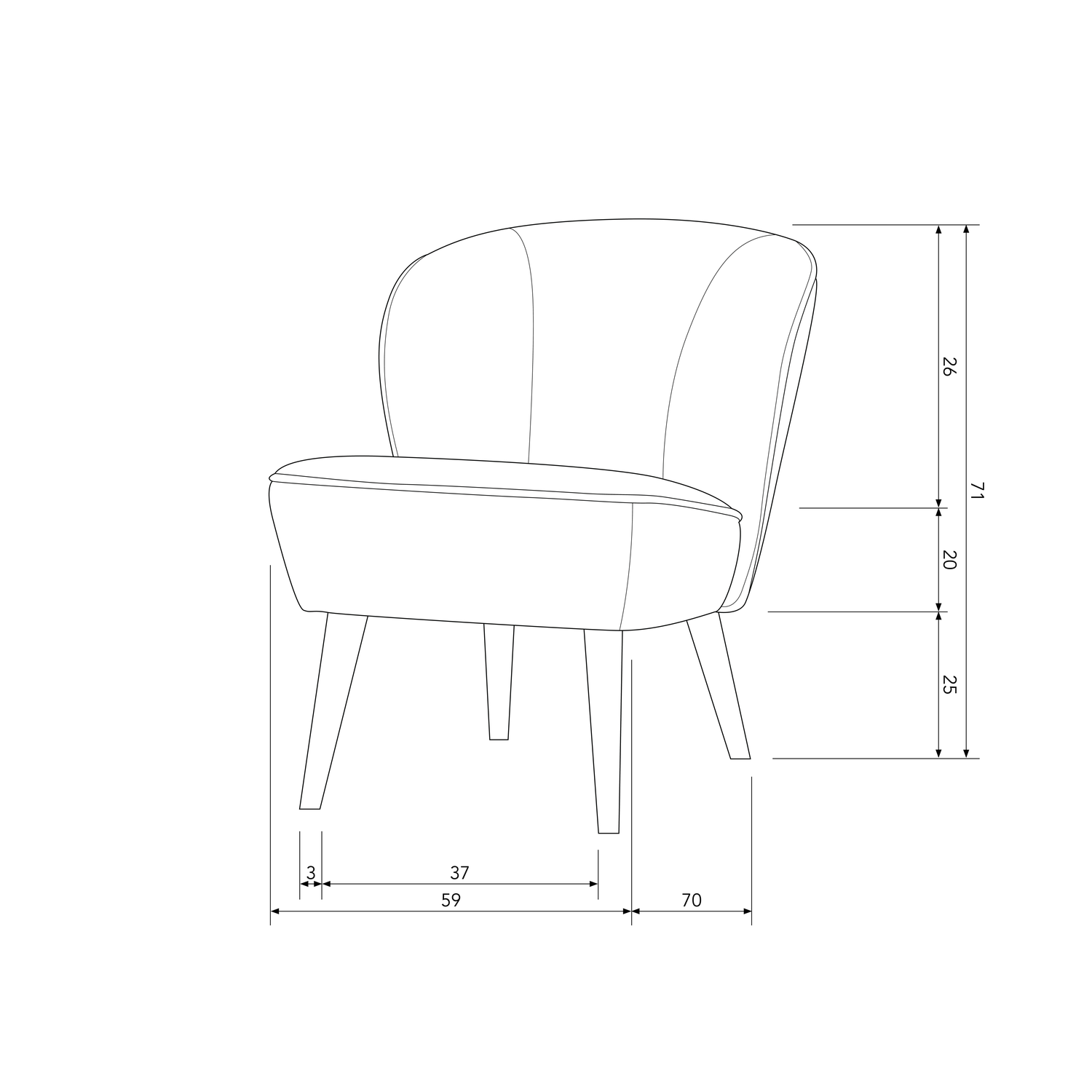 Woood Sara Fauteuil Velvet Oker-Kwaliteitwonen.nl