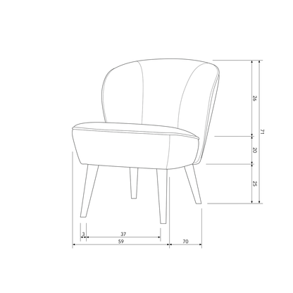 Woood Sara Fauteuil Velvet Oker-Kwaliteitwonen.nl