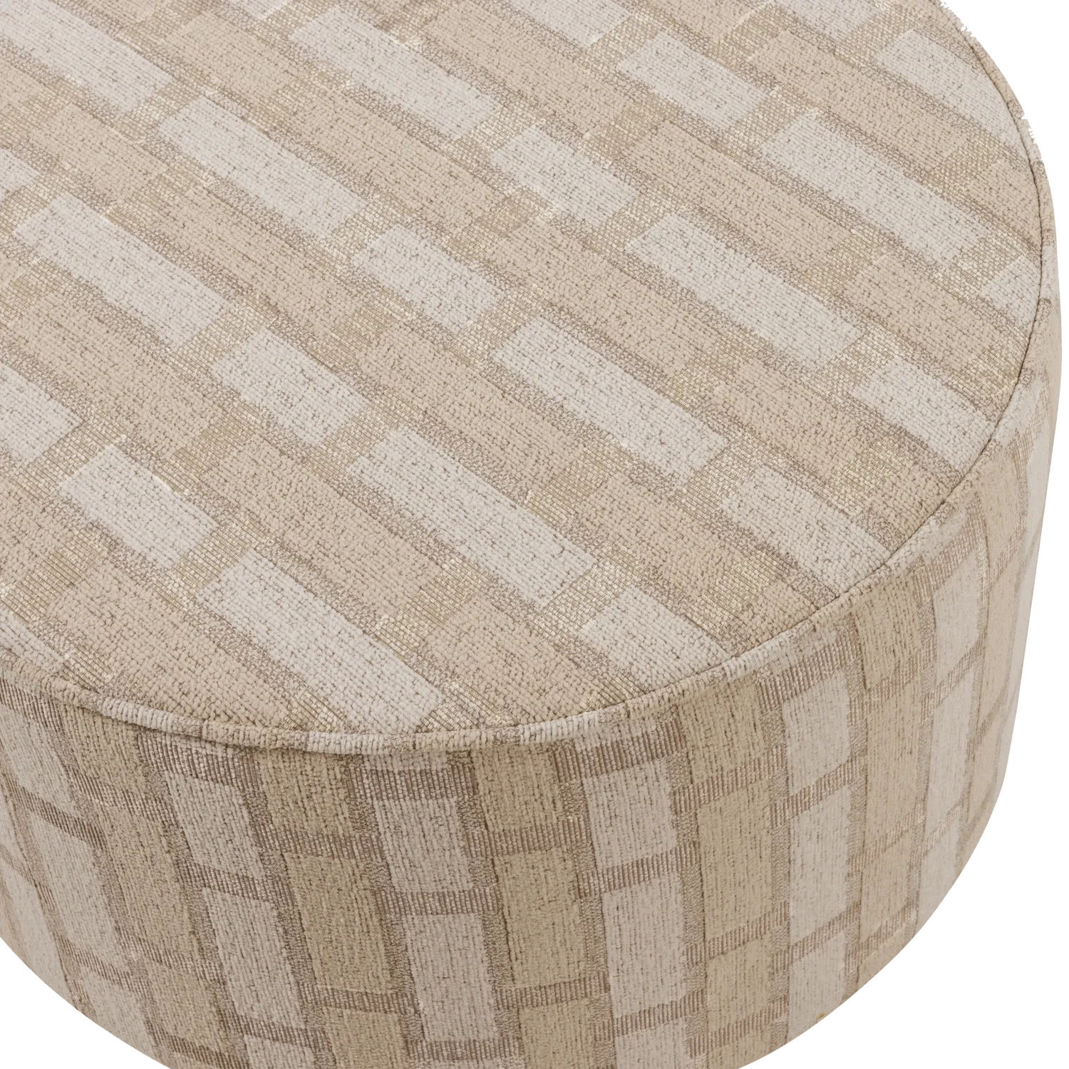Woood Sarli Poef Laag Ruit Dessin Chenille Naturel/Beige [Fsc] - KwaliteitWonen.nl