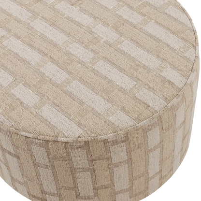 Woood Sarli Poef Laag Ruit Dessin Chenille Naturel/Beige [Fsc] - KwaliteitWonen.nl
