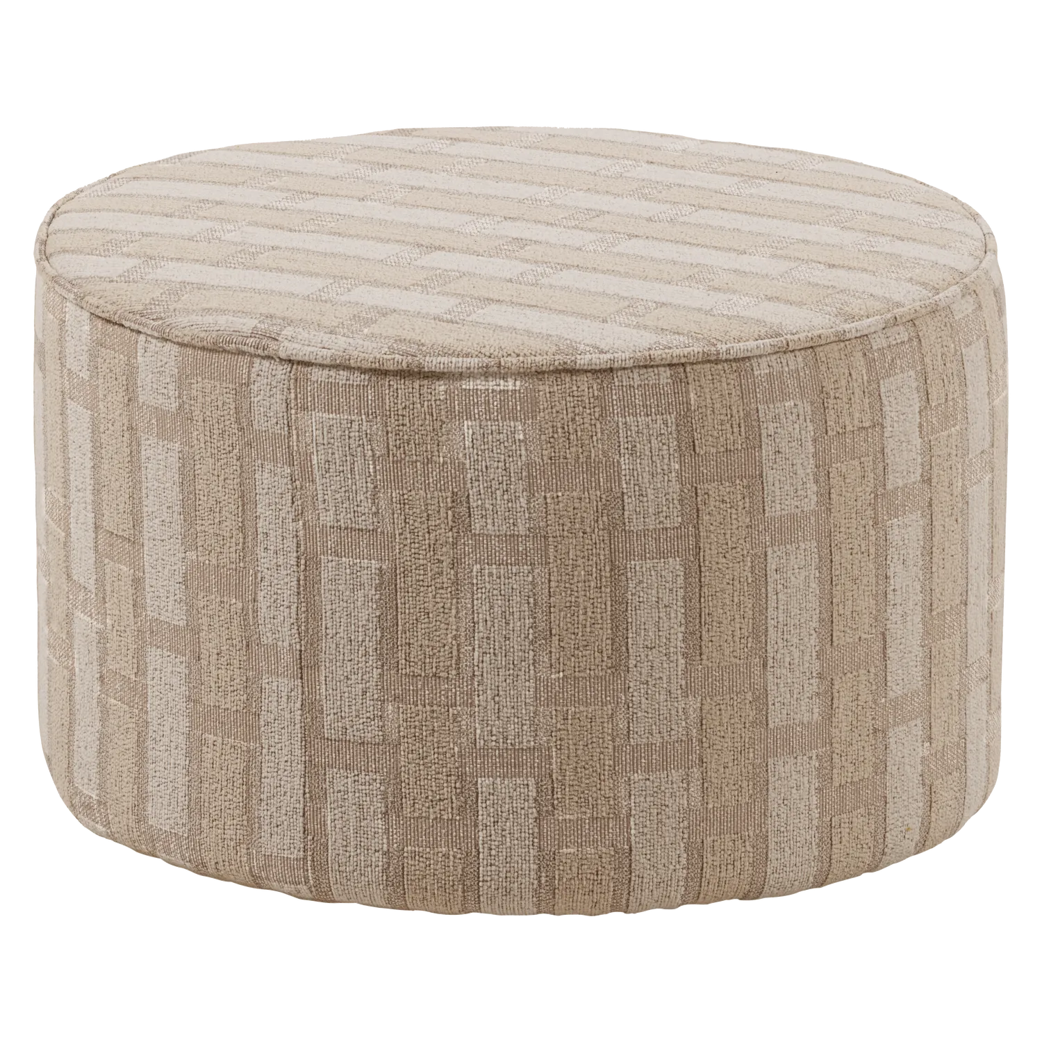 Woood Sarli Poef Laag Ruit Dessin Chenille Naturel/Beige [Fsc] - KwaliteitWonen.nl