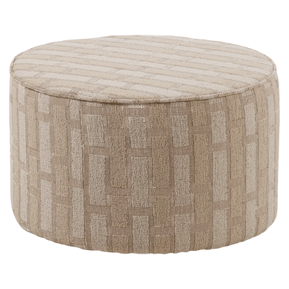 Woood Sarli Poef Laag Ruit Dessin Chenille Naturel/Beige [Fsc] - KwaliteitWonen.nl
