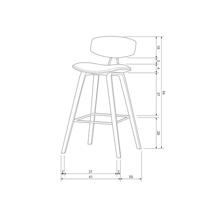 Woood Senn Barstoel Velvet Zwart-Kwaliteitwonen.nl