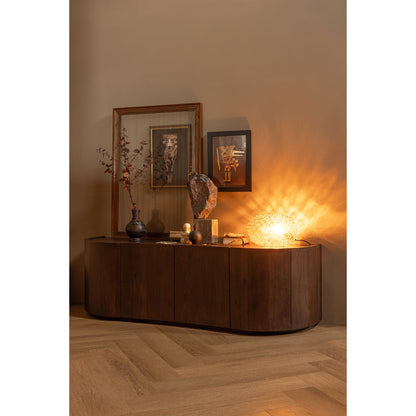 Woood Sense Dressoir 4 Deurs Mangohout Walnoot - KwaliteitWonen.nl