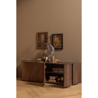Woood Sense Dressoir 4 Deurs Mangohout Walnoot - KwaliteitWonen.nl