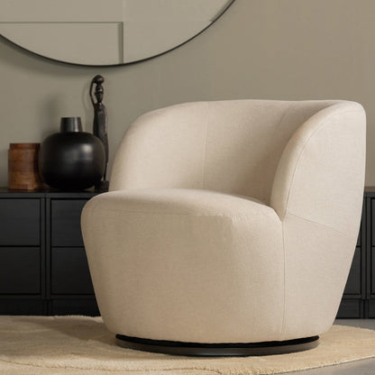Woood Serra Draaifauteuil Geweven Stof Off White - KwaliteitWonen.nl