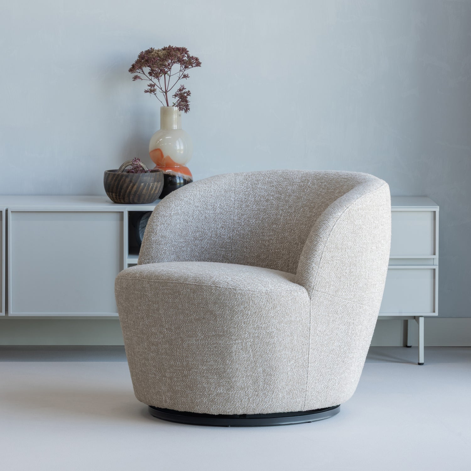 Woood Serra Draaifauteuil Naturel Melange - KwaliteitWonen.nl