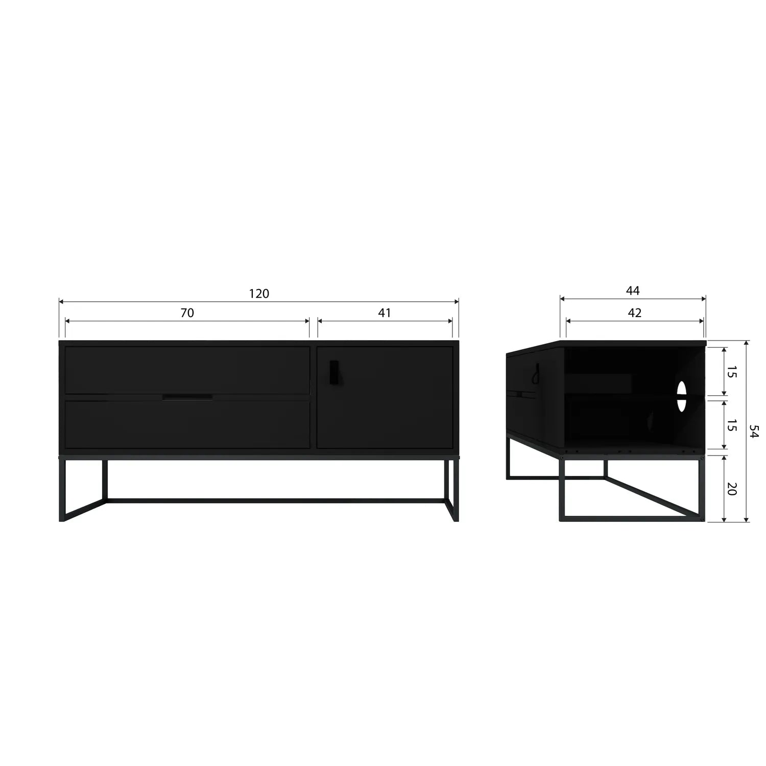 Woood Silas Dressoir TV Meubel 120cm Essen Blacknight [Fsc] - KwaliteitWonen.nl