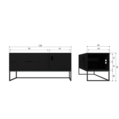 Woood Silas Dressoir TV Meubel 120cm Essen Blacknight [Fsc] - KwaliteitWonen.nl