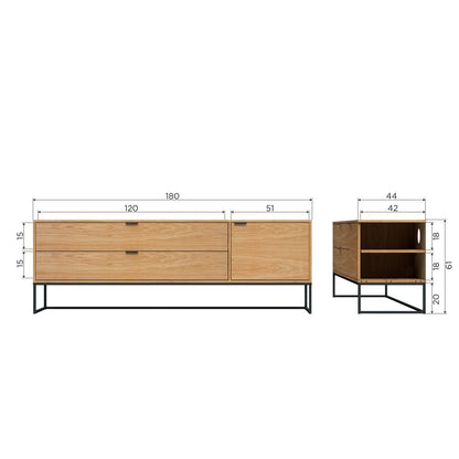 Woood Silas Dressoir TV Meubel 180cm Eiken Decor [Fsc] - KwaliteitWonen.nl
