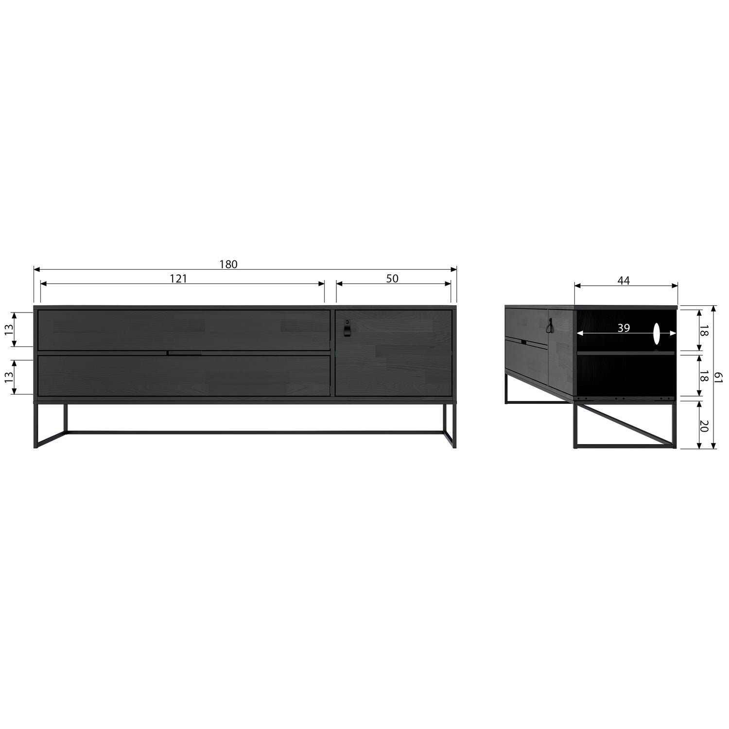 Woood Silas Dressoir TV Meubel 180cm Essen Blacknight [Fsc] - KwaliteitWonen.nl