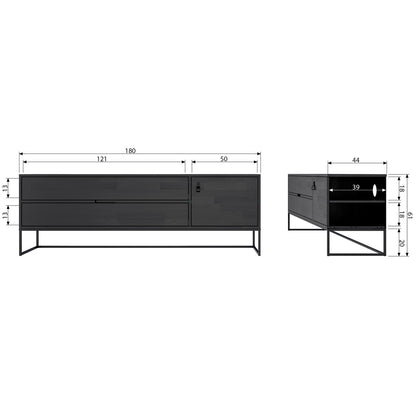 Woood Silas Dressoir TV Meubel 180cm Essen Blacknight [Fsc] - KwaliteitWonen.nl