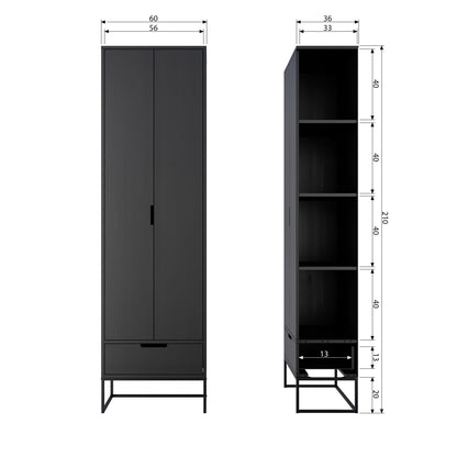 Woood Silas Wandkast Essen Blacknight [Fsc] - KwaliteitWonen.nl