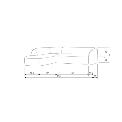 Woood Sloping Hoekbank 3-zits Bank + Chaise Longue Links Naturel Melange - KwaliteitWonen.nl