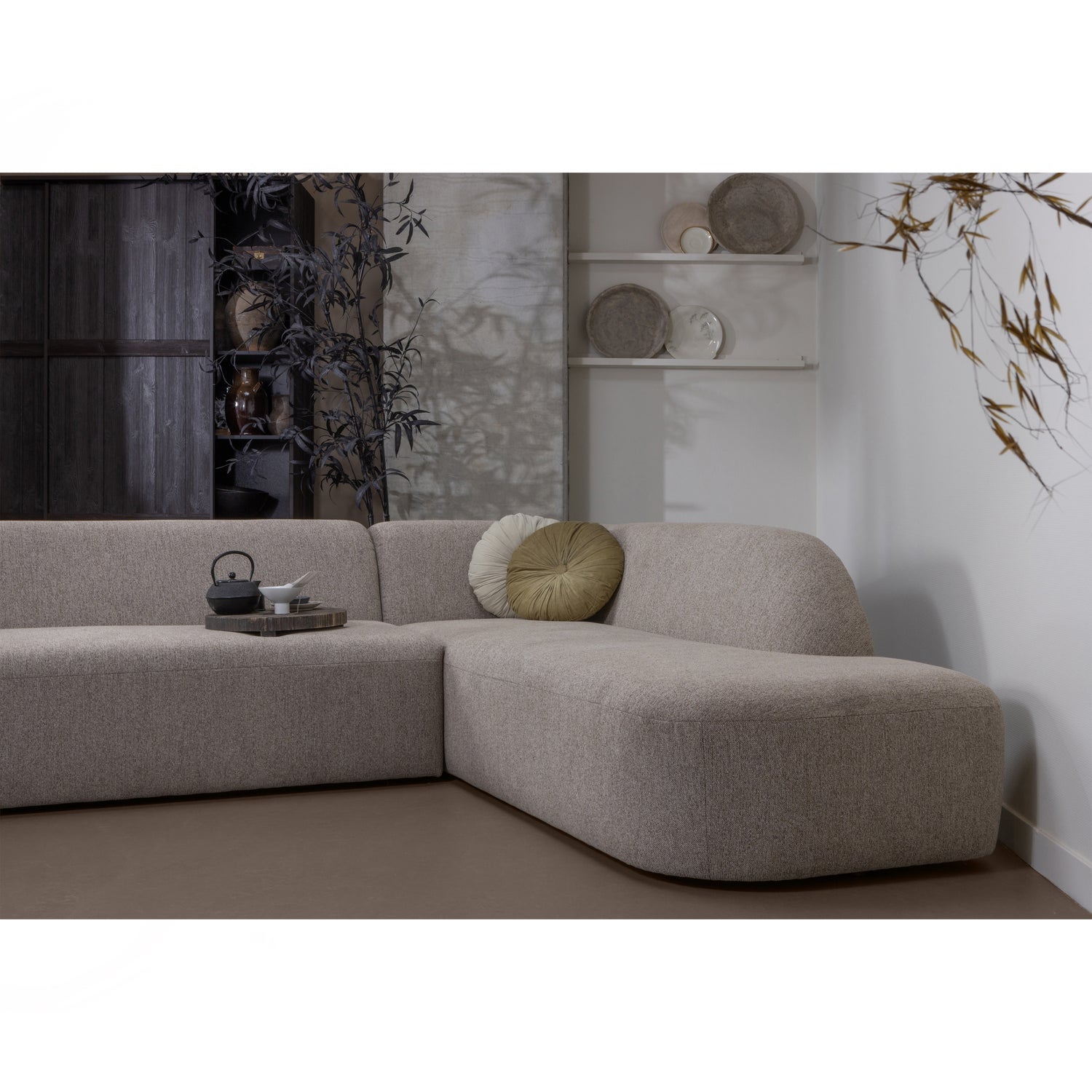 Woood Sloping Hoekbank 3-zits Bank + Chaise Longue Rechts Naturel Melange - KwaliteitWonen.nl