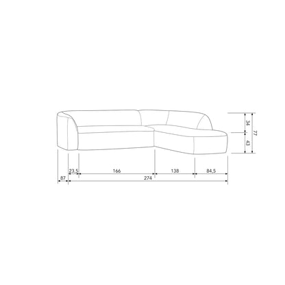 Woood Sloping Hoekbank 3-zits Bank + Chaise Longue Rechts Naturel Melange - KwaliteitWonen.nl