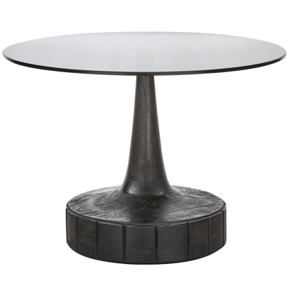 Woood Soya Bijzettafel Mangohout Glas Zwart - KwaliteitWonen.nl