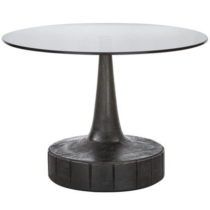 Woood Soya Bijzettafel Mangohout Glas Zwart - KwaliteitWonen.nl