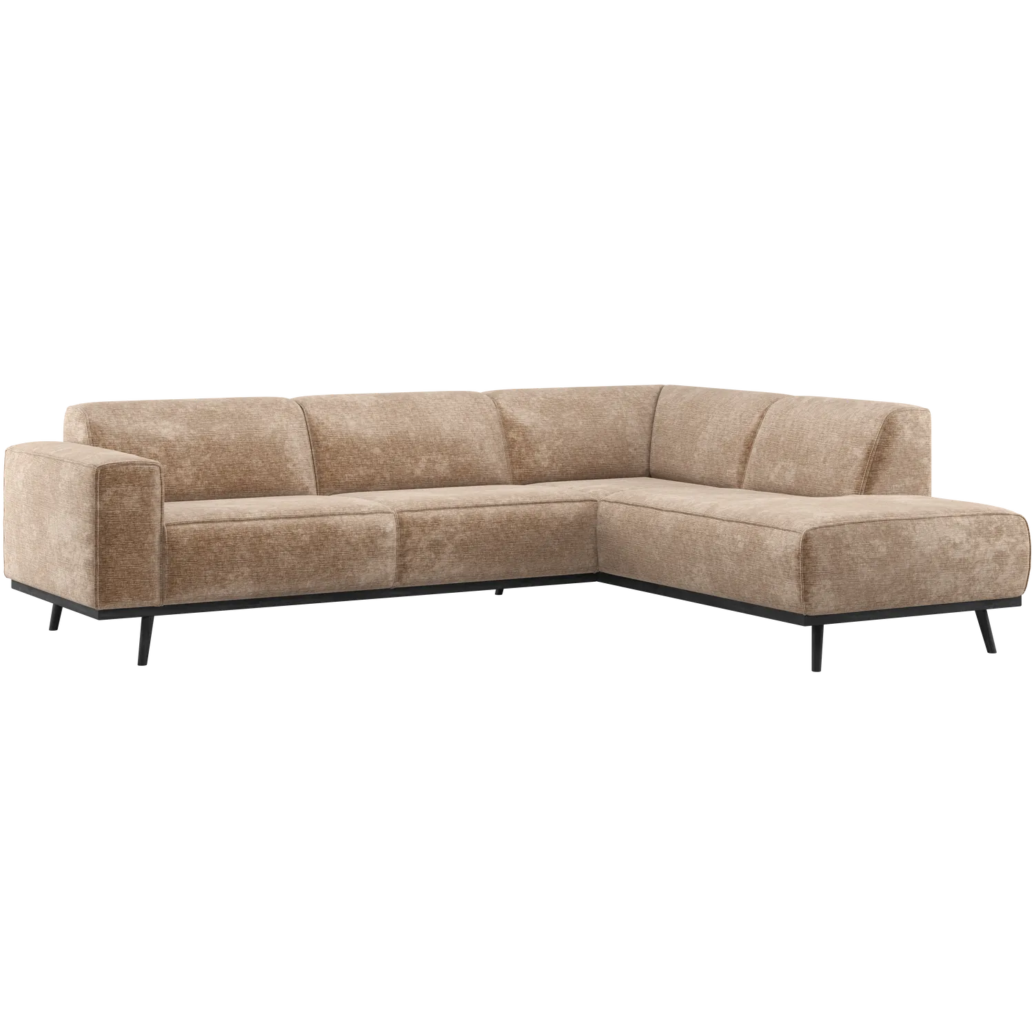 Woood Statement Hoekbank Rechts Chenille Velvet Taupe - KwaliteitWonen.nl