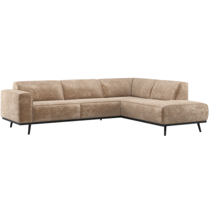 Woood Statement Hoekbank Rechts Chenille Velvet Taupe - KwaliteitWonen.nl