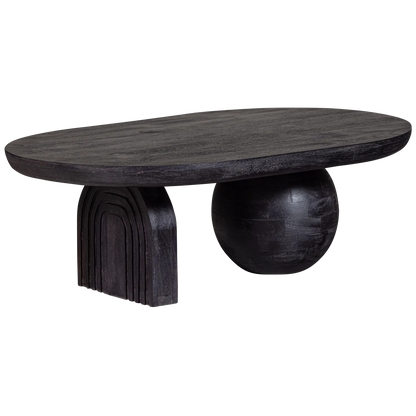Woood Steppe Salontafel Mangohout Zwart - KwaliteitWonen.nl