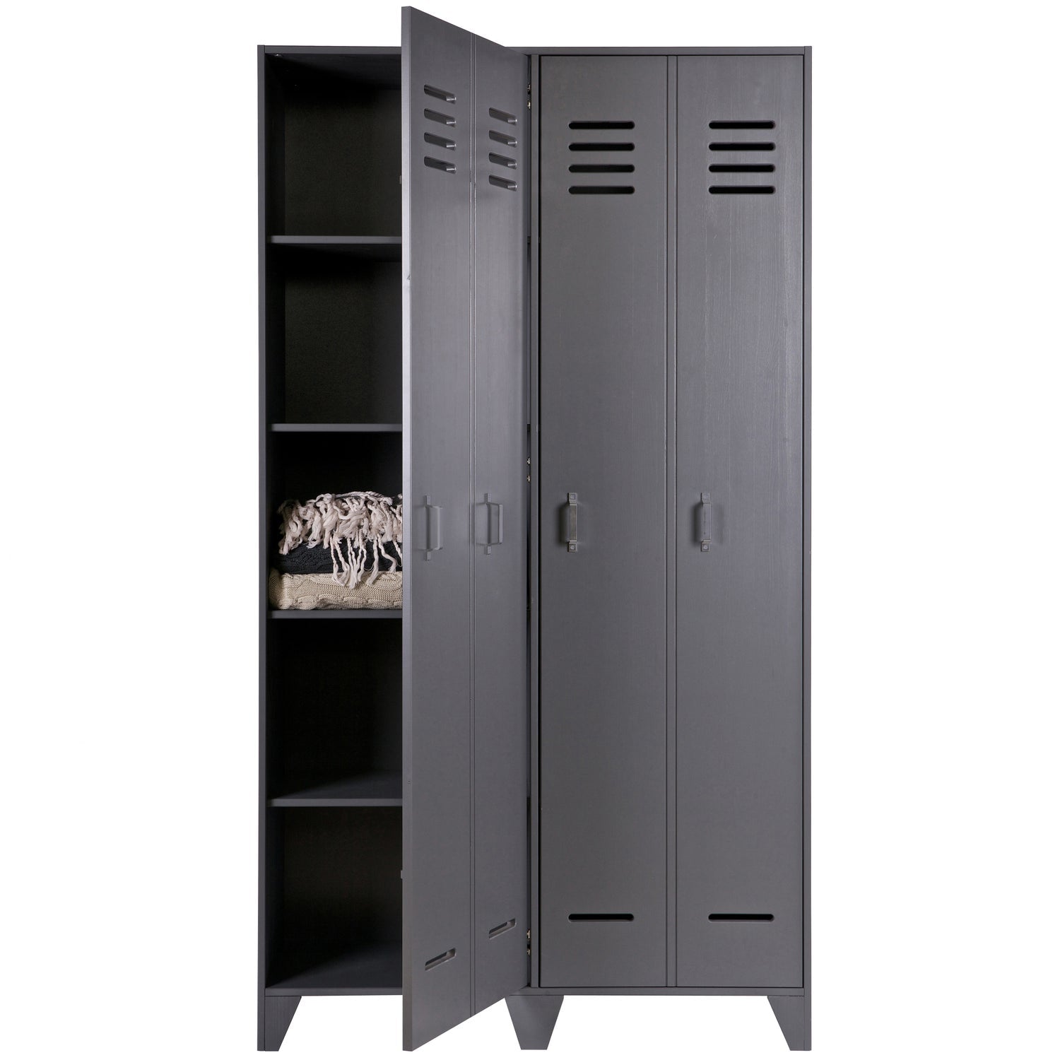 Woood Stijn Hoog 2 Deurs Lockerkast Steel Grey [Fsc] - KwaliteitWonen.nl