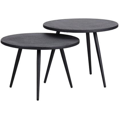 Woood Suze Bijzettafels Hout/Metaal Zwart (Set Van 2) - KwaliteitWonen.nl