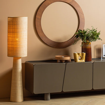 Woood Syro Vloerlamp Raffia Naturel 130x30cm - KwaliteitWonen.nl