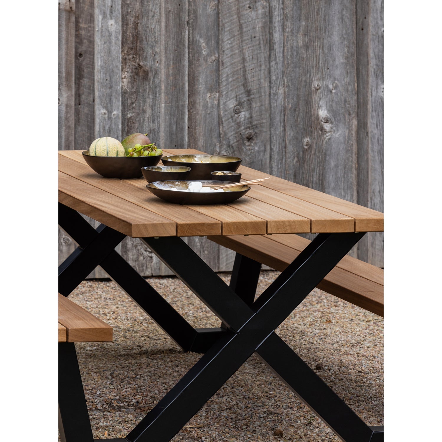 Woood Tablo Tuin Picknicktafel Ayous Zwart X Poot Metaal [Fsc] - KwaliteitWonen.nl