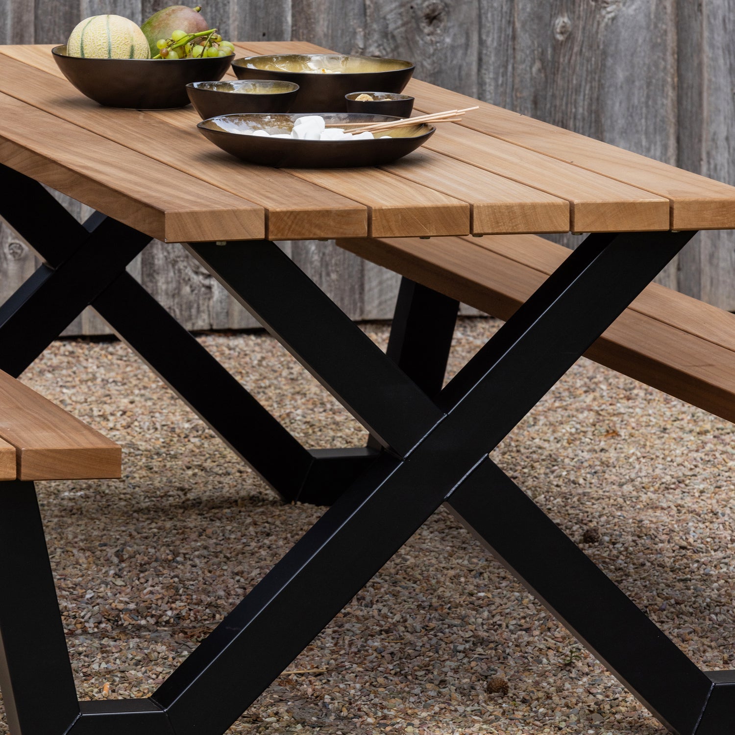 Woood Tablo Tuin Picknicktafel Ayous Zwart X Poot Metaal [Fsc] - KwaliteitWonen.nl