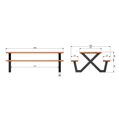 Woood Tablo Tuin Picknicktafel Ayous Zwart X Poot Metaal [Fsc] - KwaliteitWonen.nl