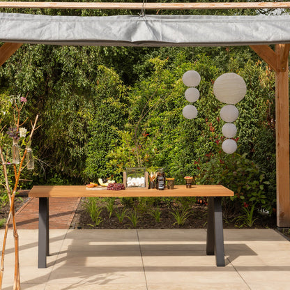 Woood Tablo Tuintafel Ayous Naturel Met A Vorm Poot Metaal [Fsc] - KwaliteitWonen.nl