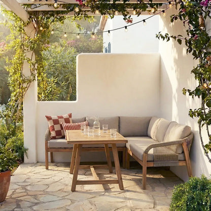 Woood Taro Tuin Low Dining Loungeset Acaciahout Naturel [Fsc] - KwaliteitWonen.nl