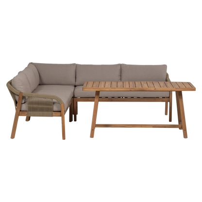 Woood Taro Tuin Low Dining Loungeset Acaciahout Naturel [Fsc] - KwaliteitWonen.nl