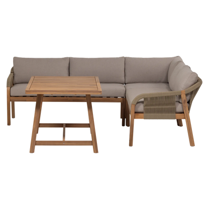 Woood Taro Tuin Low Dining Loungeset Acaciahout Naturel [Fsc] - KwaliteitWonen.nl