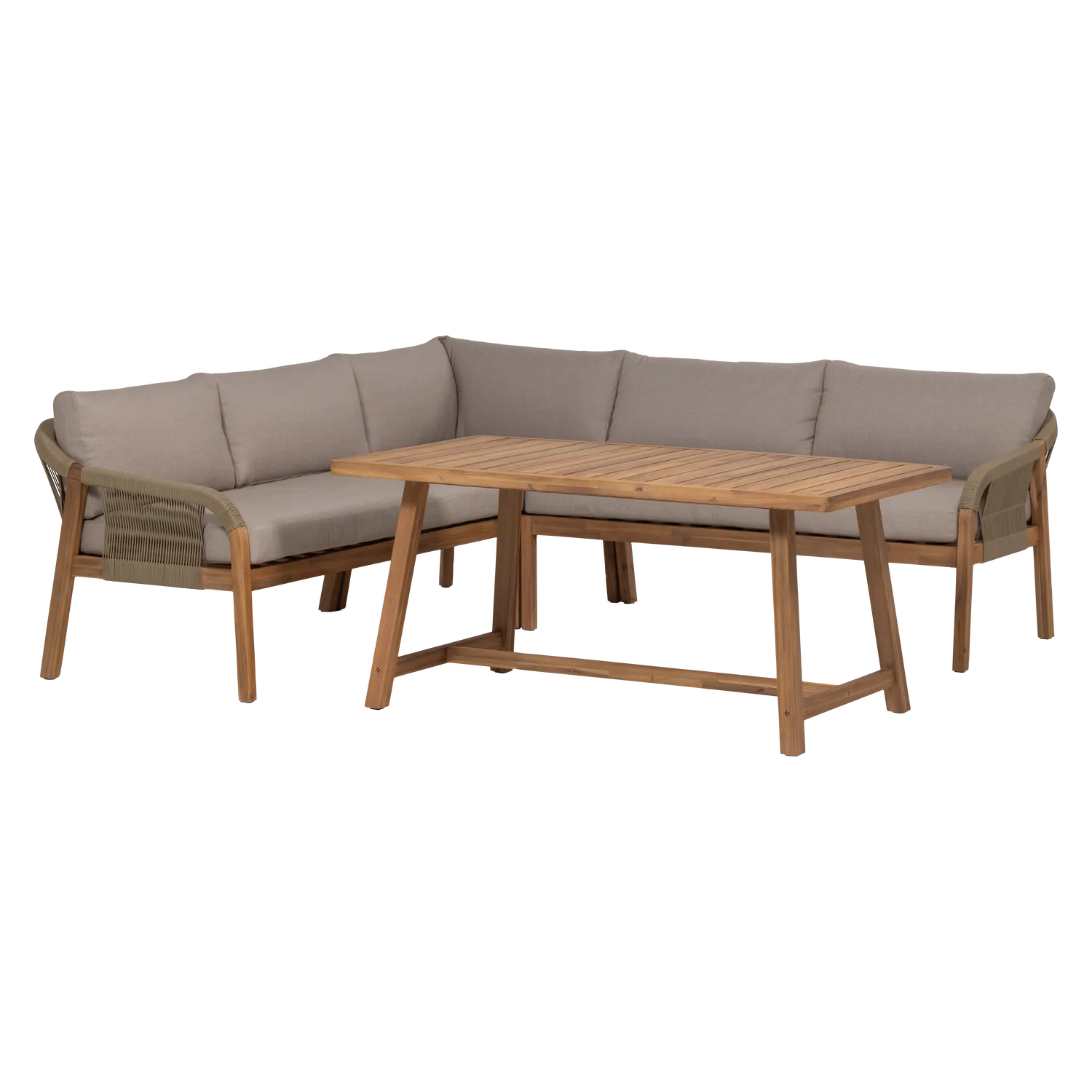 Woood Taro Tuin Low Dining Loungeset Acaciahout Naturel [Fsc] - KwaliteitWonen.nl