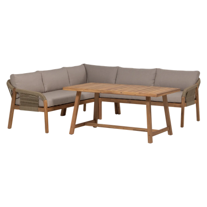 Woood Taro Tuin Low Dining Loungeset Acaciahout Naturel [Fsc] - KwaliteitWonen.nl