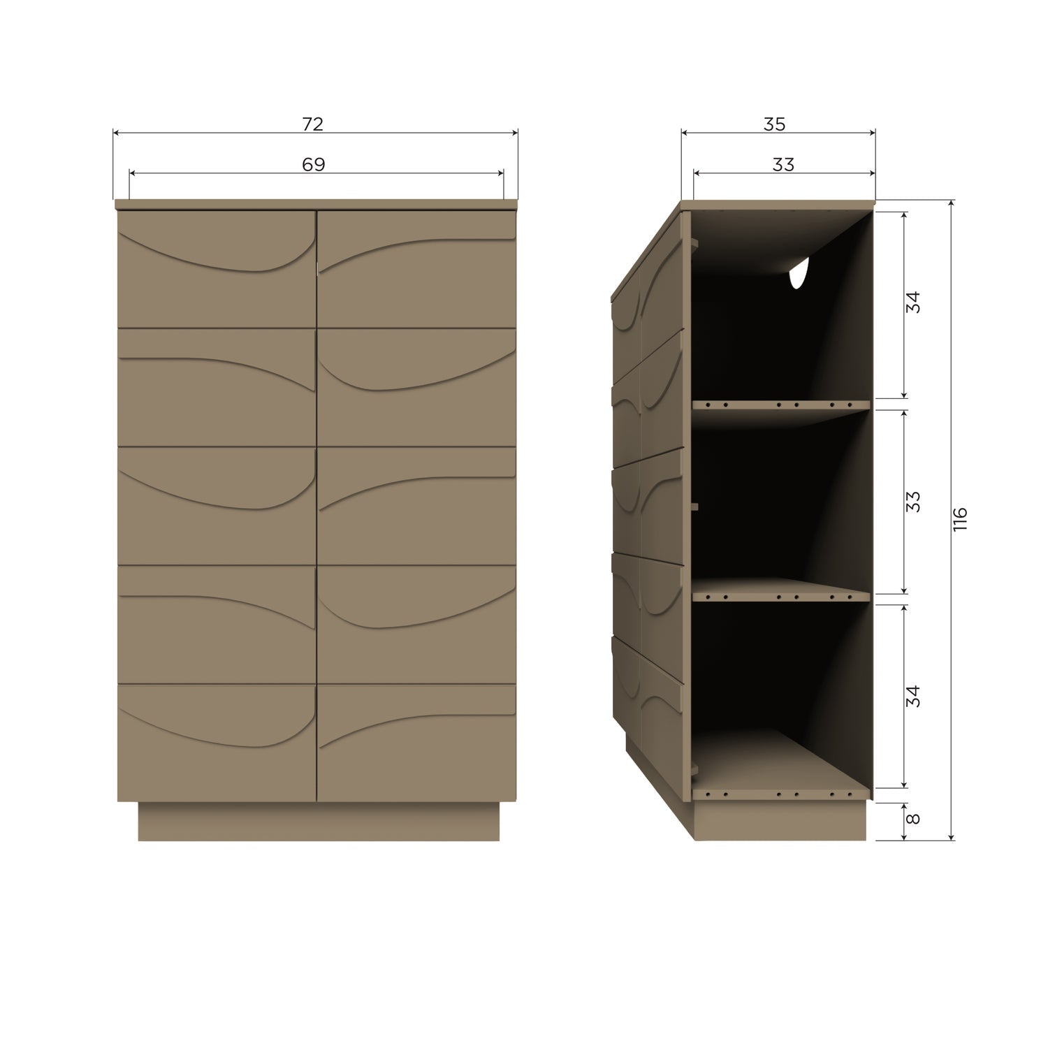 Woood Teo Wandkast Grenen Mud [Fsc] - KwaliteitWonen.nl