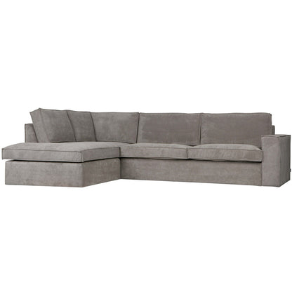 Woood Thomas Hoekbank 2-Zits Bank + Chaise Longue Links Ribstof Verweerd Groen - KwaliteitWonen.nl